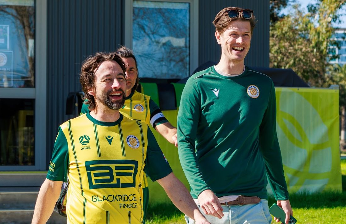 Ben Witten and Nathan Elly at a Middle Park FC match day