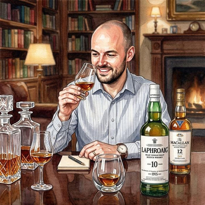 Nathan with a whiskey
